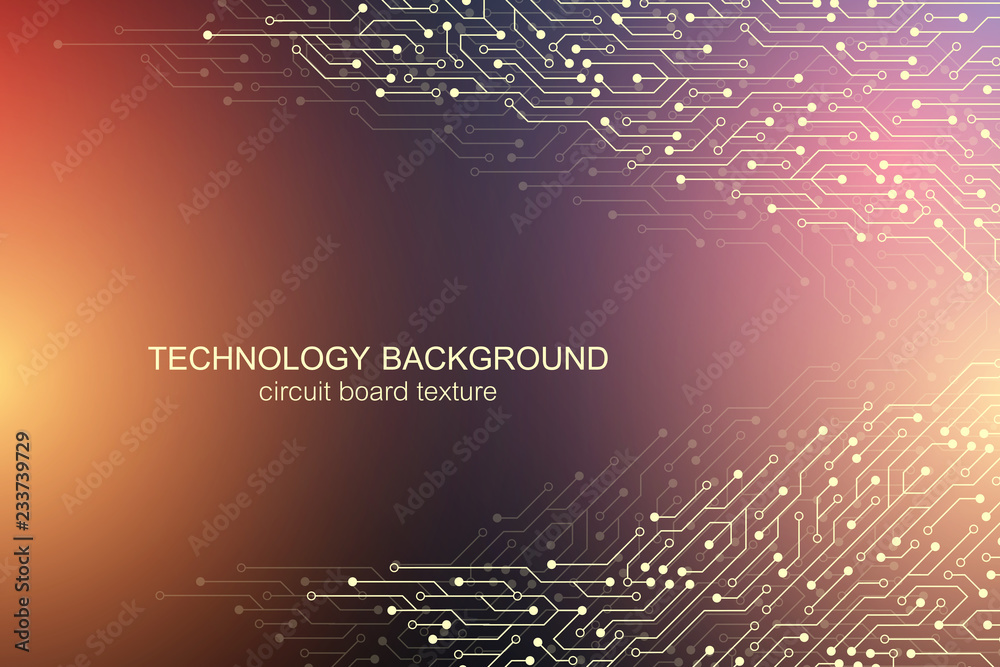 Poster computer motherboard vector background with circuit board electronic elements. electronic texture fo