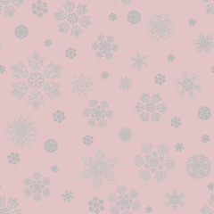 Winter christmas hand drawn seamless pattern print with snowflakes