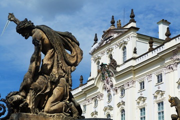 Fototapeta na wymiar Detail of Matthias gate and Archibishp Palace, Prague Czech Republic