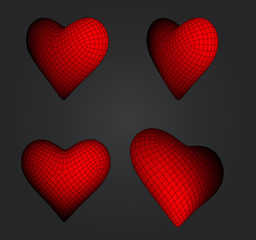 set of vector bulk hearts for medicine and holiday