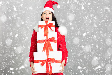 young woman with christmas gift box