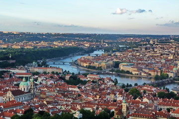 Fototapeta na wymiar View of Prague from Petrin Tower, Czech Republic