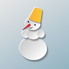 Snowman vector illustration on grey background. Paper style. EPS10