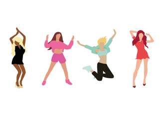 Dancing girl isolated on white background. Vector illustration.