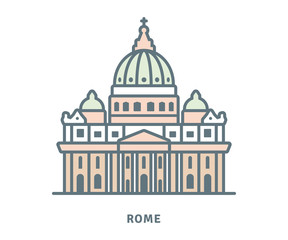 Rome icon. Saint Peters basilica vector illustration