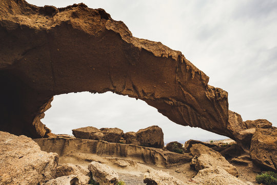 Fototapeta Arco de Tajao is natural sandstone arch in Tenerife, Canary Islands.