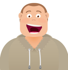 vector portrait in flat style of young man isolated on white background