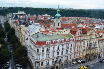 Top view of the buildings of the Old Town Square, Prague, Czech Republic