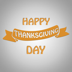 Happy Thanksgiving text on white gradient background with tape, typography poster. Celebration text for postcard. calligraphy lettering holiday quote.