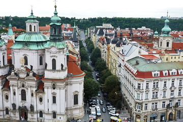 Obraz premium Top view of the buildings of the Old Town Square, Prague, Czech Republic