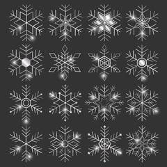 Shiny Silver Snowflakes Symbol Elements