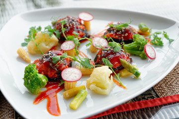 Creative vegetable appetizer, close-up