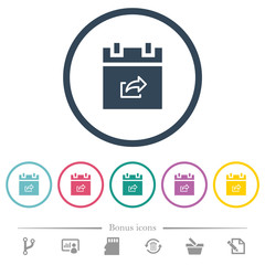 Export schedule item flat color icons in round outlines