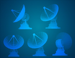 vector set. Radio antenna. astronomy and space research