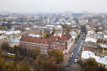 Aerial: Secondary school 55 in Lviv, Ukraine