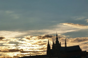 Naklejka premium St.Vitus Cathedral at sunset, Prague, Czech Republic