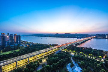Fototapeta premium panoramic city skyline in hangzhou china
