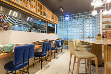 Modern restaurant interior in city center