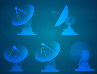 vector set. Radio antenna. astronomy and space research