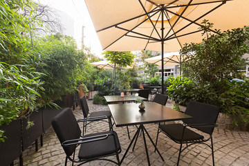 Garden restaurant in city center
