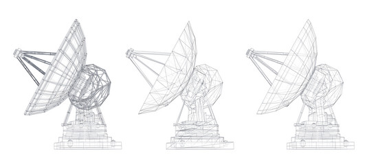 vector set. Radio antenna. astronomy and space research