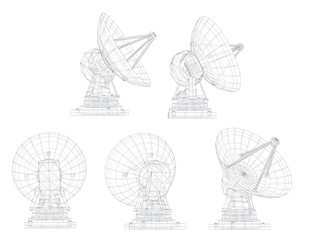 vector set. Radio antenna. astronomy and space research