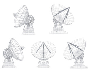 vector set. Radio antenna. astronomy and space research