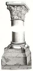 architectonic detail of column capital and base in Saint-Germain-des-Pres church Paris France. Isolated element by unidentified author published on Magasin Pittoresque Paris1839