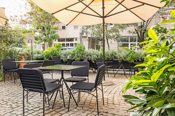 Garden restaurant in city center