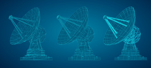 vector set. Radio antenna. astronomy and space research