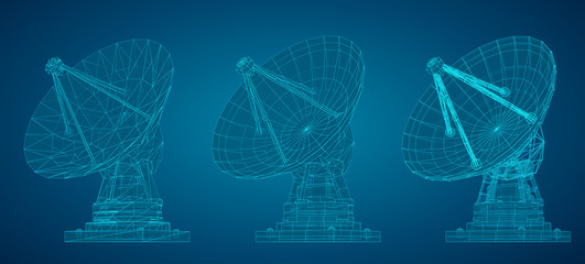 vector set. Radio antenna. astronomy and space research