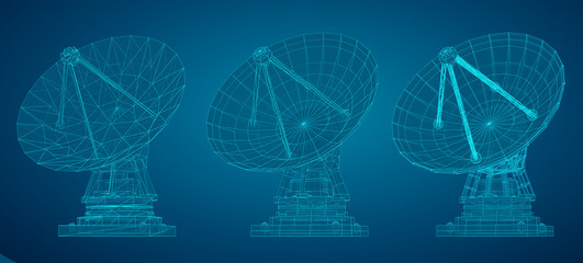 vector set. Radio antenna. astronomy and space research