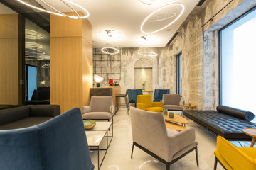 Interior of a modern hotel lobby