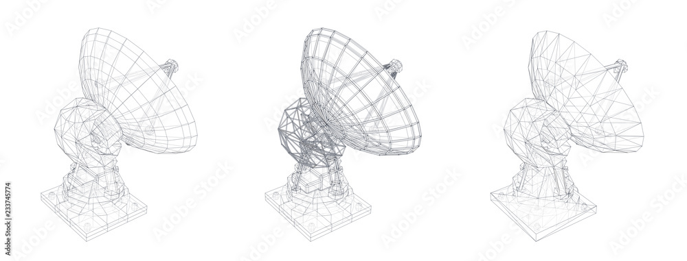 Sticker vector set. Radio antenna. astronomy and space research