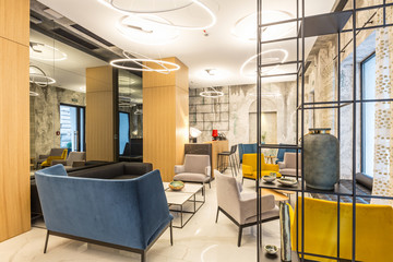 Interior of a modern hotel lobby