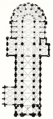 Old plan of Abbaye aux Hommes (Men's Abbey) in Caen France. Typical top view very similar to today planimetries. Unidentified author published on Magasin Pittoresque Paris 1839
