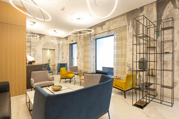 Interior of a modern hotel lobby