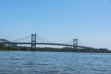 View of the R.F.Kennedy, Triborough Bridge from the East River, Manhattan, NYC