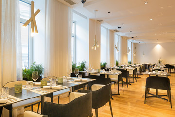 Interior of a modern hotel restaurant