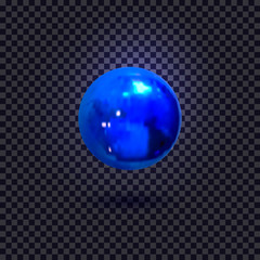 Vector Illuminated Blue Ball, Isolated on Dark Background Decorative Element.