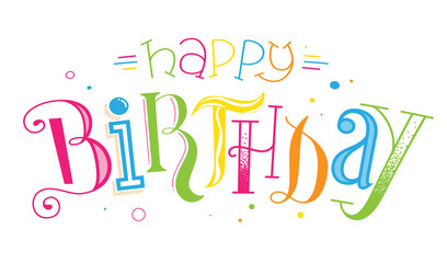 HAPPY BIRTHDAY colorful hand lettering banner