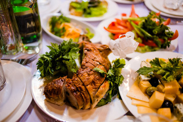 Festive table with snacks