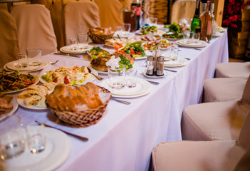 Festive table with snacks