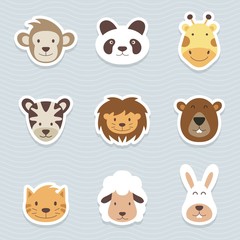 Cute set of cartoon animals stickers
