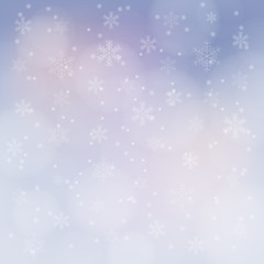 Naklejka na ściany i meble Winter bokeh blue background christmas with of snowflake and snow for your text. Vector illustration.