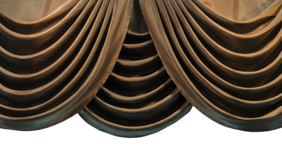 Beautiful luxury gold brown curtains tassel fragment interior decoration for room on white...