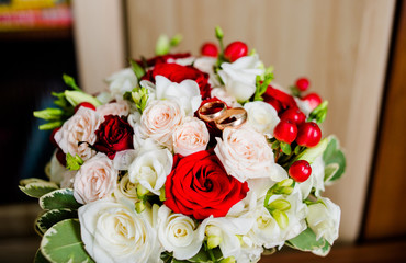 The wedding banquet decorated with decorations