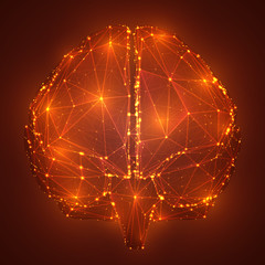Vector illustration, three-dimensional brain on a dark background