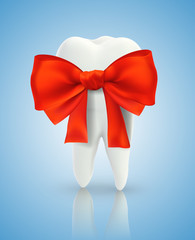 Plakat vector 3d tooth for dental medicine. on a blue background