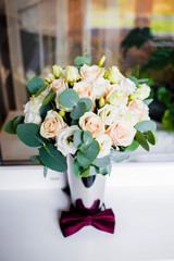 The wedding banquet decorated with decorations